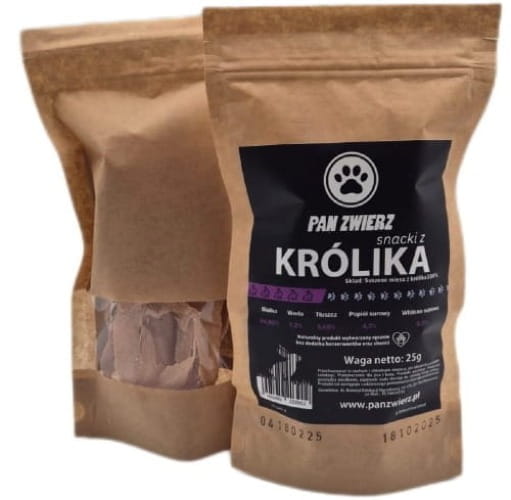 Naturalne smaczki z królika dla psa i kota 25g