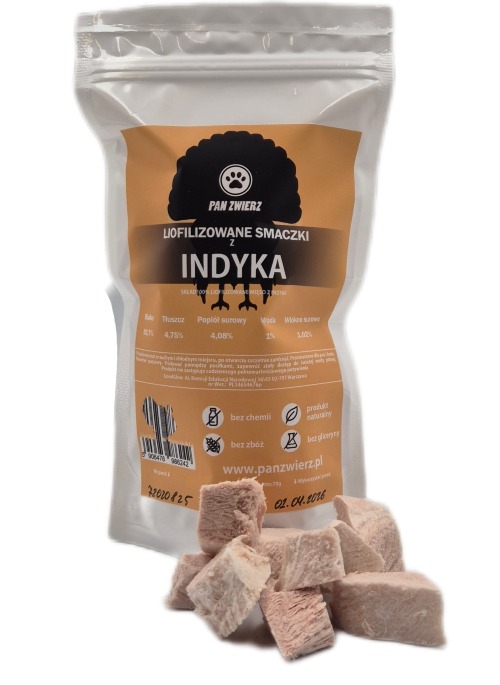 Liofilizowane smaczki z indyka 70g dla psa i kota
